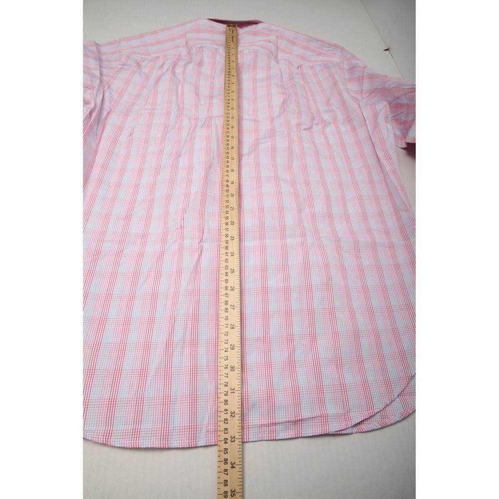 J McLaughlin Shirt Mens XL Red Blue Pink Mini Check Plaid Button Up Cotton Dress - Picture 9 of 11